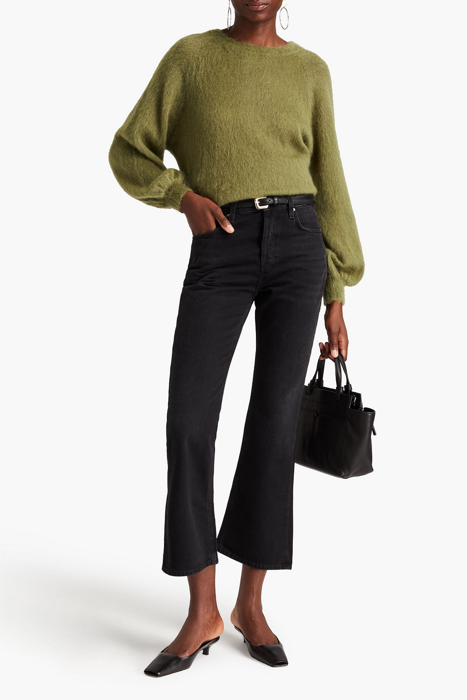 Shop Totême High-rise Kick-flare Jeans In Black