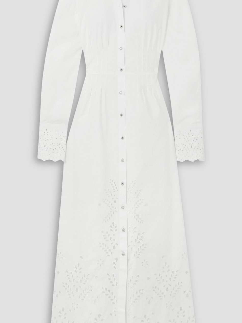 broderie anglaise cotton-poplin midi shirt dress