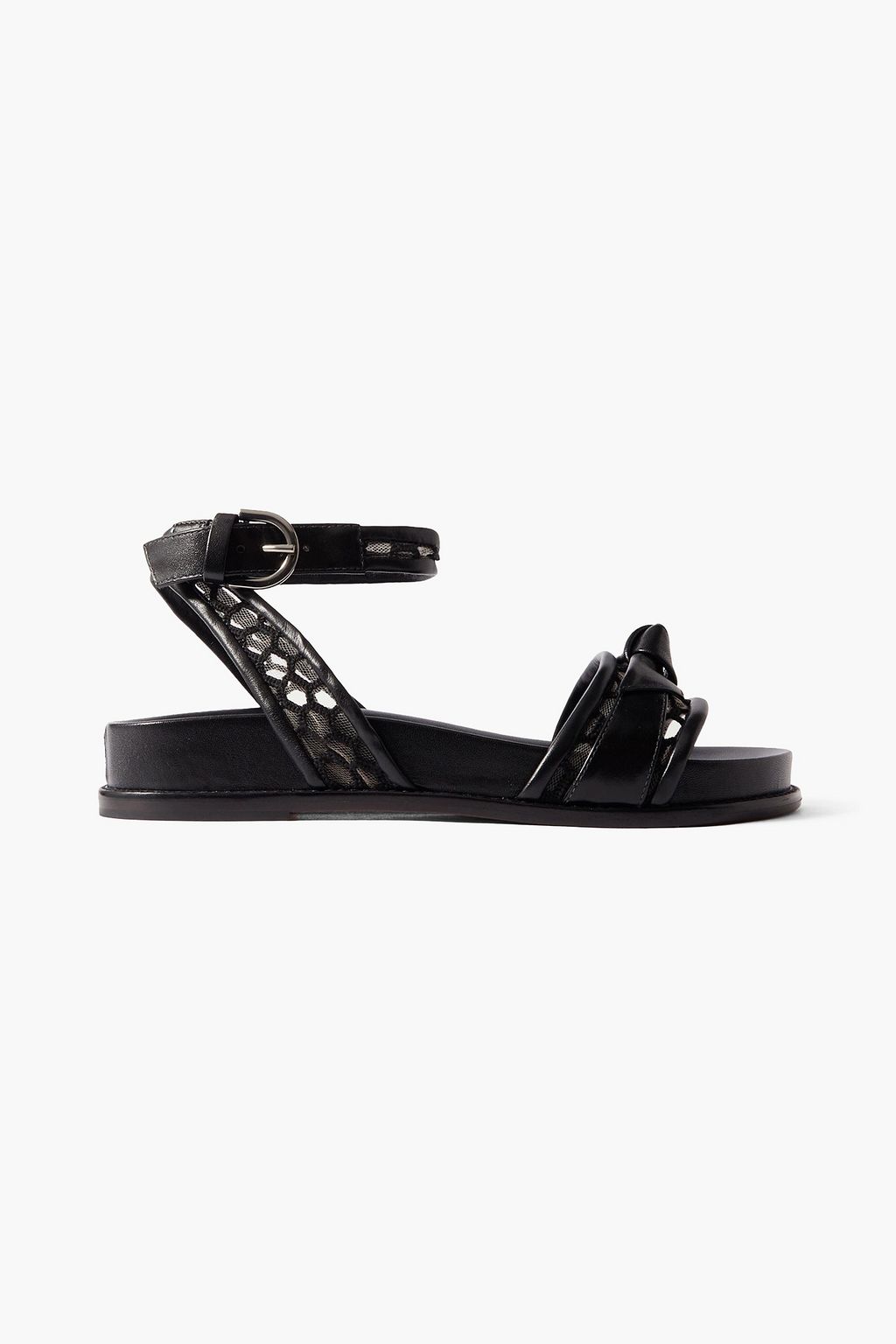ALEXANDRE BIRMAN Clarita bow detailed lace trimmed leather sandals THE OUTNET