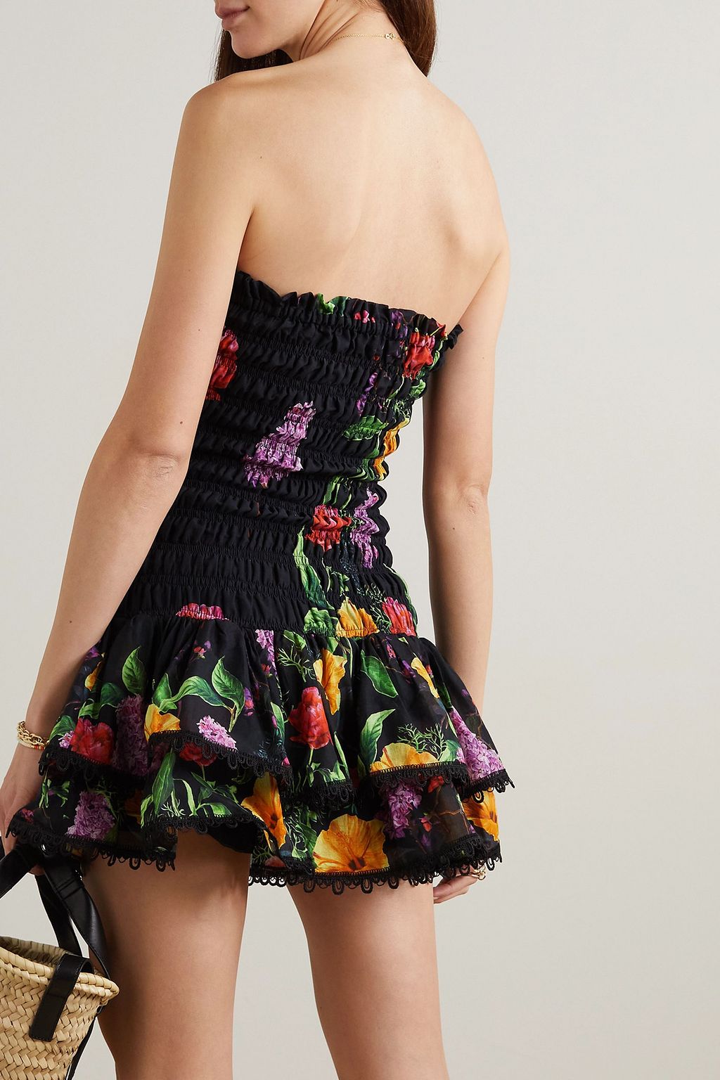 CHARO RUIZ IBIZA Cusia shirred floral-print cotton-blend voile mini dress