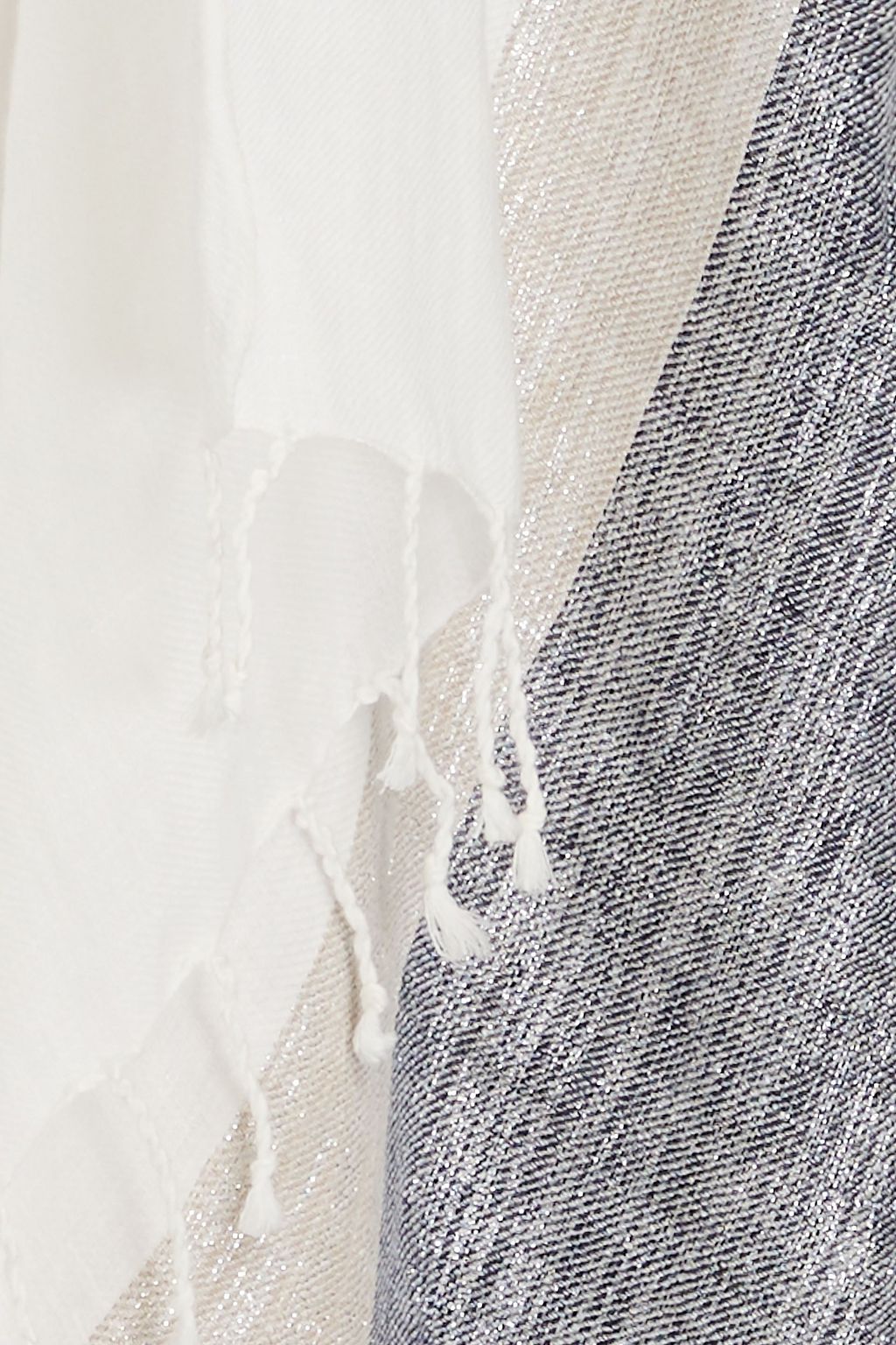 BRUNELLO CUCINELLI リネン混ガーゼ ラップコート フリンジ付き