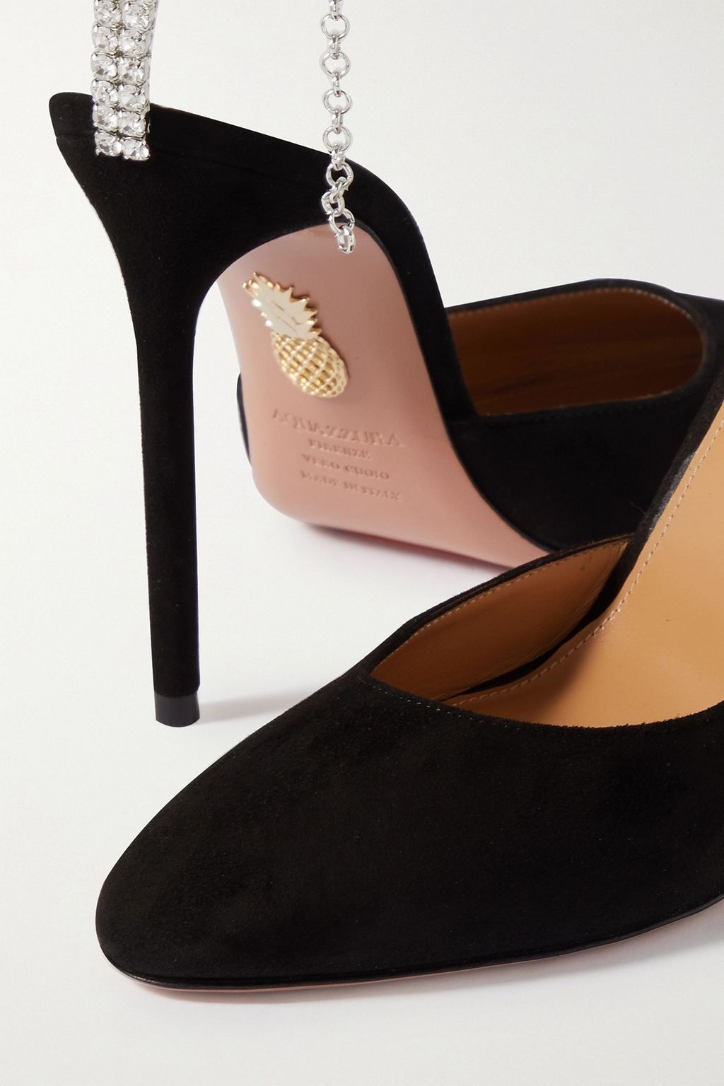AQUAZZURA Ice 105 crystal-embellished suede pumps