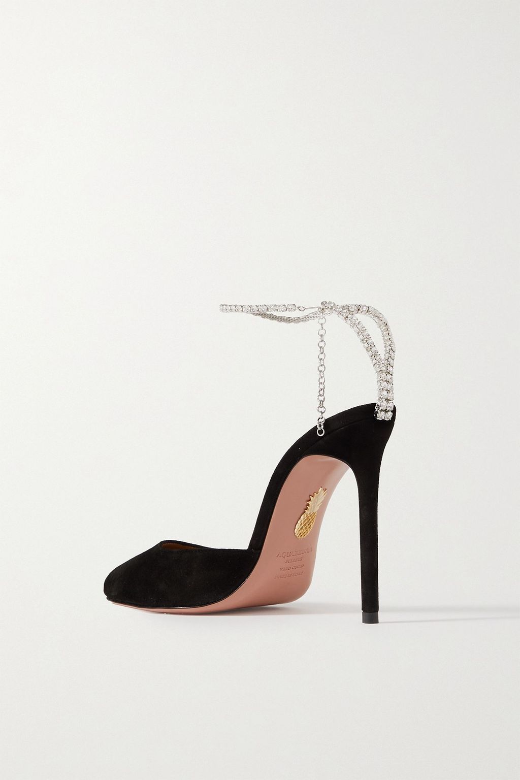 AQUAZZURA Ice 105 crystal-embellished suede pumps