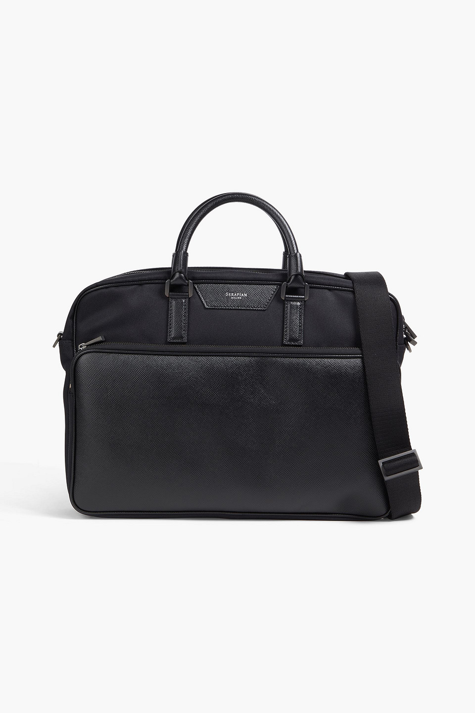 Serapian Shell And Textured-leather Briefcase In Black