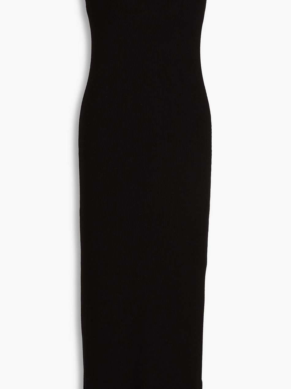 strapless ribbed jersey midi dress