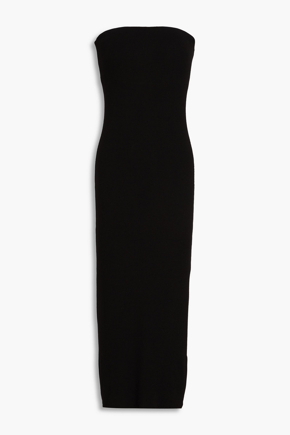 Enza Costa Strapless Ribbed Jersey Midi Dress In Black