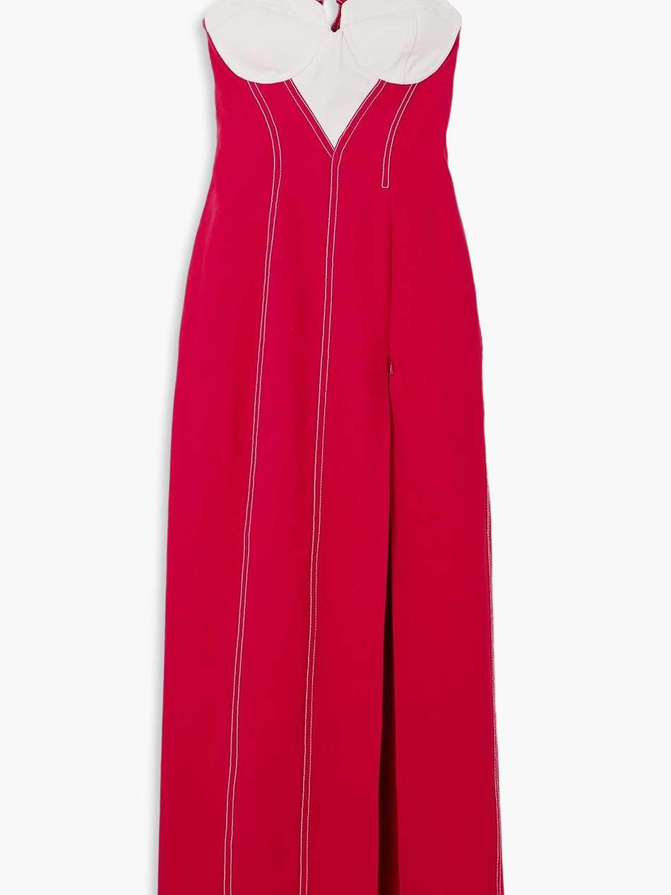 two-tone denim maxi dress
