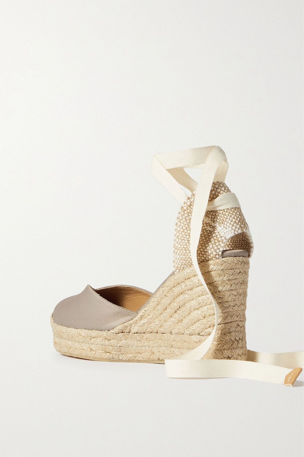 CASTAÑER Chiara 80 satin and canvas wedge espadrilles