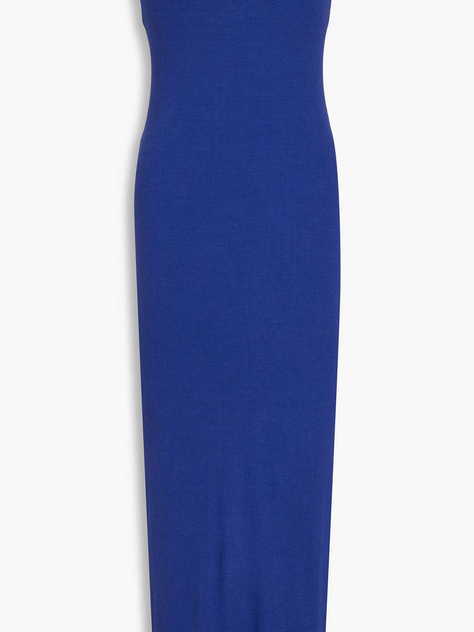 strapless ribbed jersey midi dress