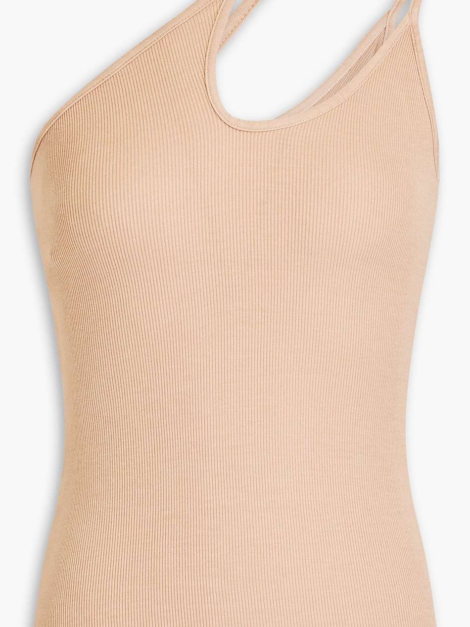 one-shoulder cutout ribbed jersey top
