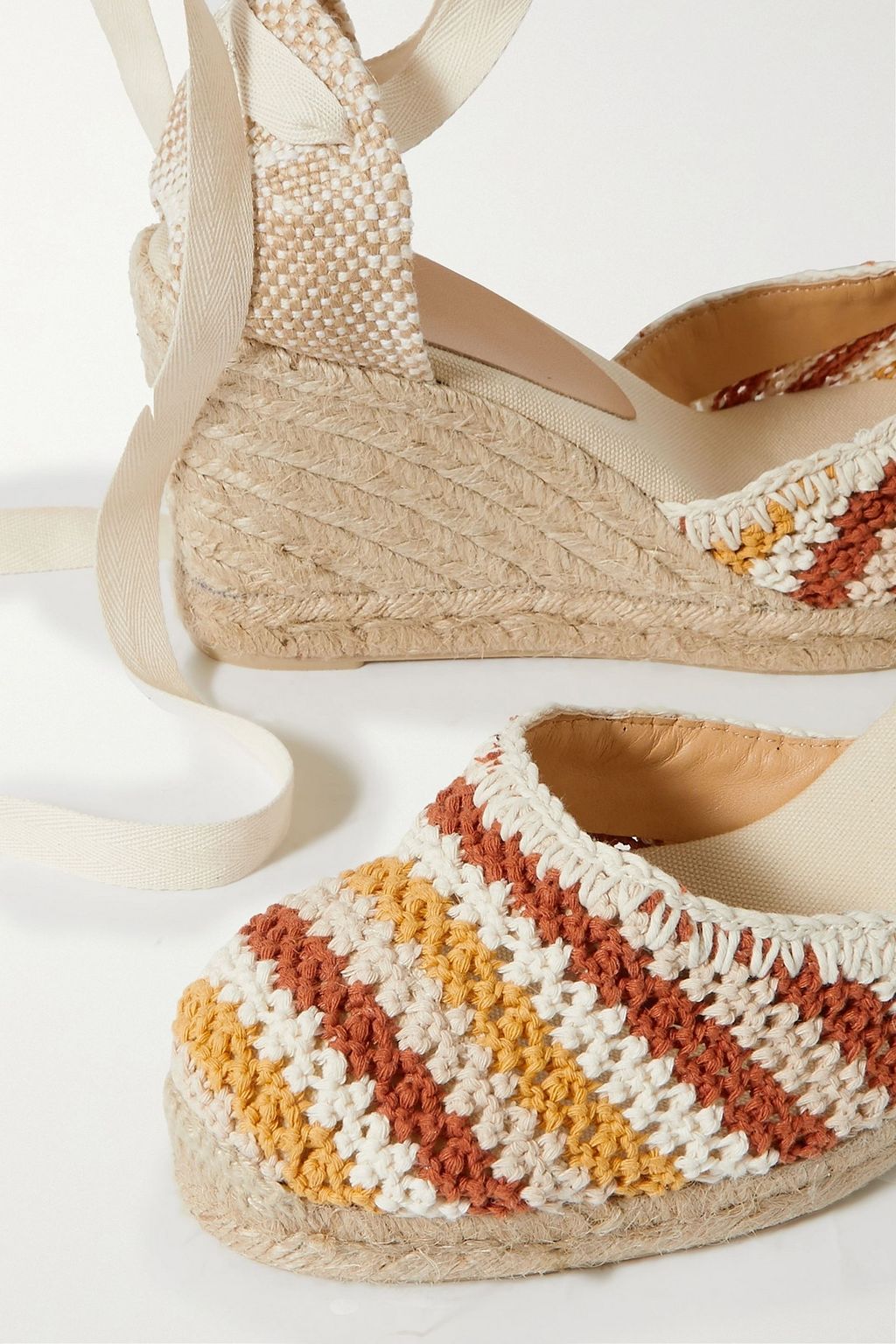 CASTAÑER Carina 80 canvas and crochet-knit wedge espadrilles