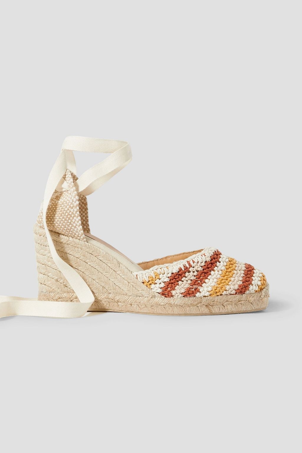 Carina 80 canvas and crochet knit wedge espadrilles ecru EU 35