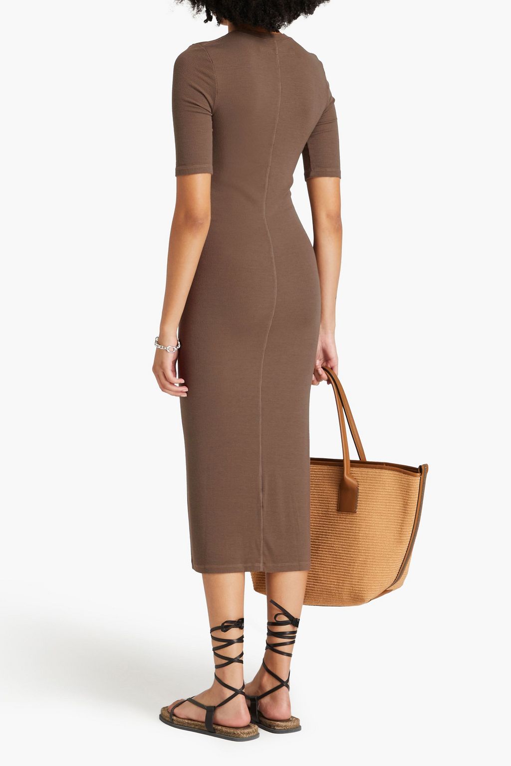 ENZA COSTA Ribbed jersey midi dress