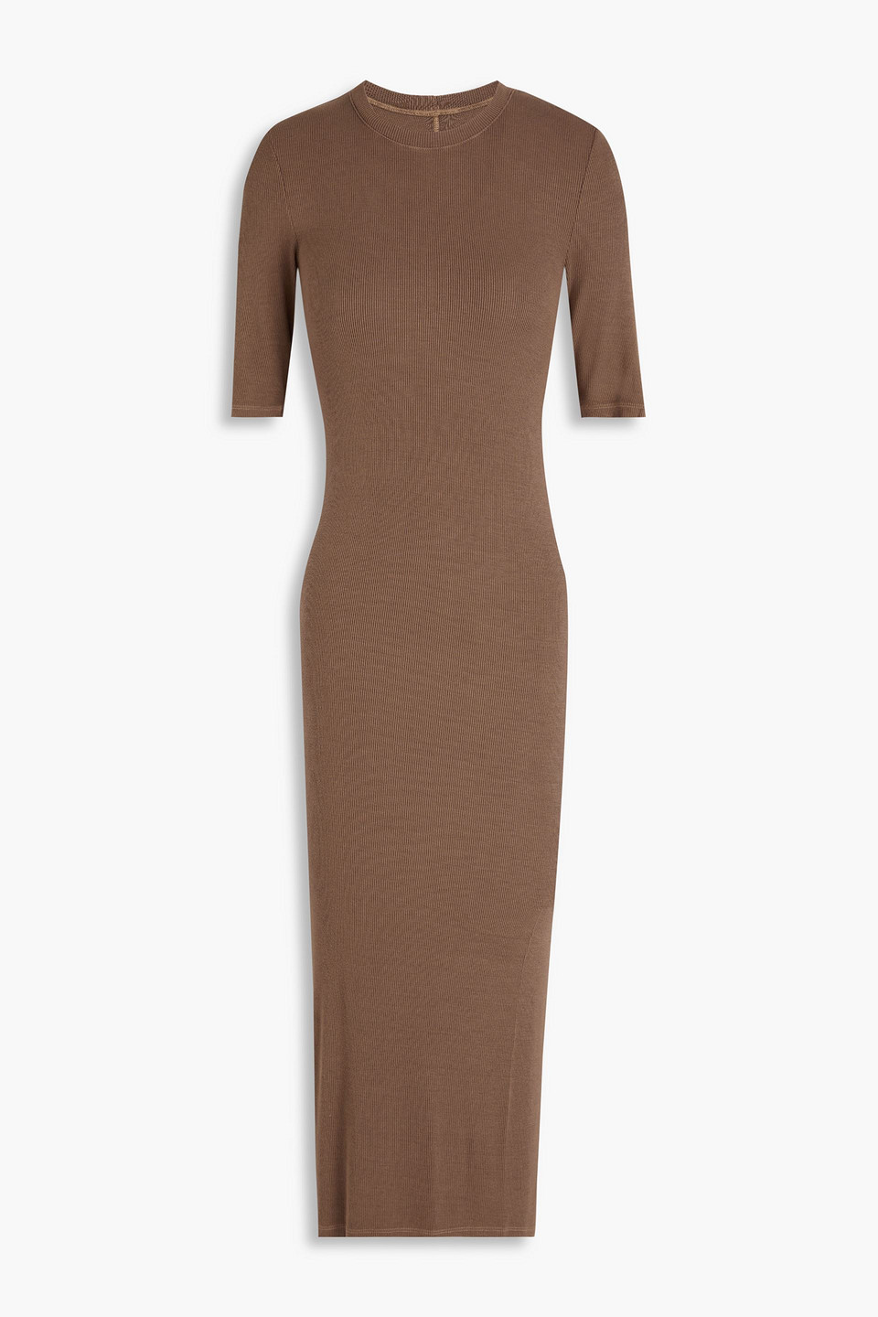 Enza Costa Ribbed Jersey Midi Dress In Mushroom