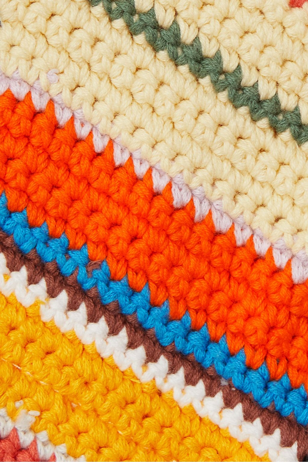GANNI Striped crocheted cotton bikini briefs