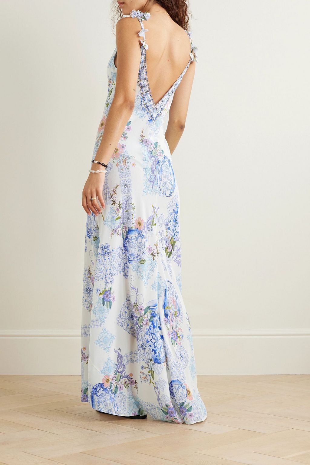 CAMILLA Embellished floral-print silk-georgette maxi dress