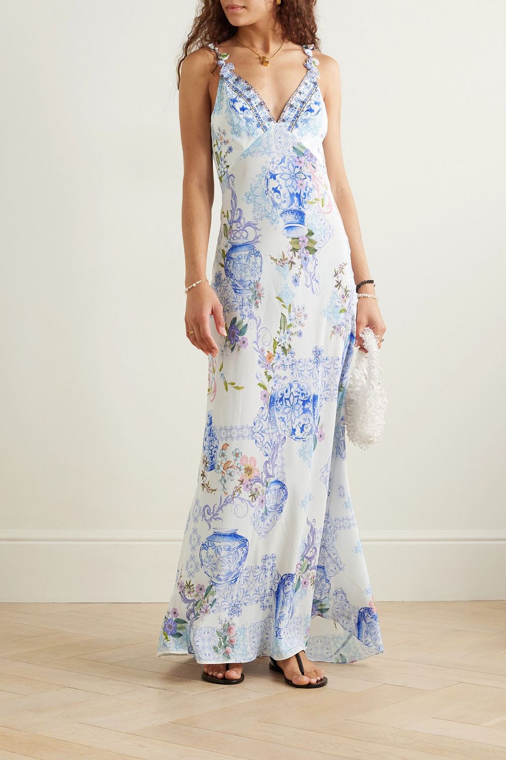 CAMILLA Embellished floral-print silk-georgette maxi dress