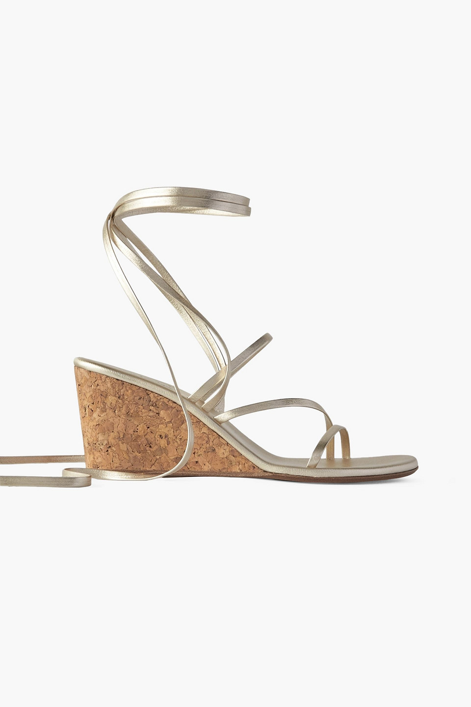 Ancient Greek Sandals Women's Lithi Metallic Leather Wedge Sandals In Platinum