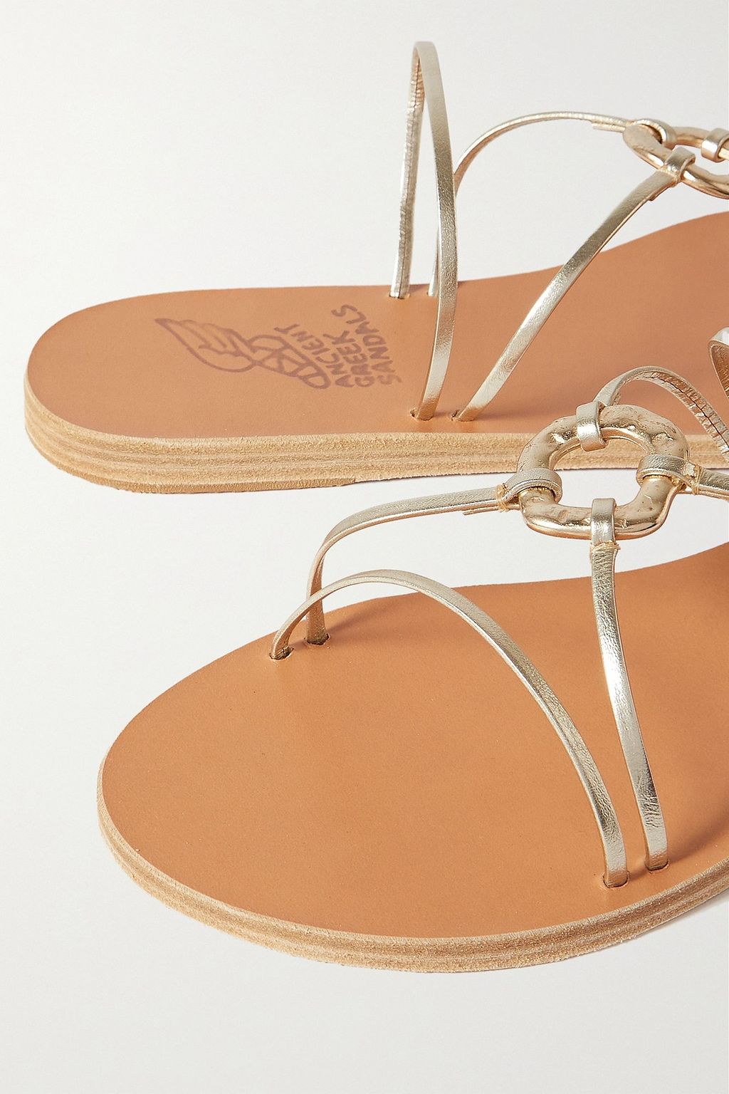 ANCIENT GREEK SANDALS Pyr embellished metallic leather sandals