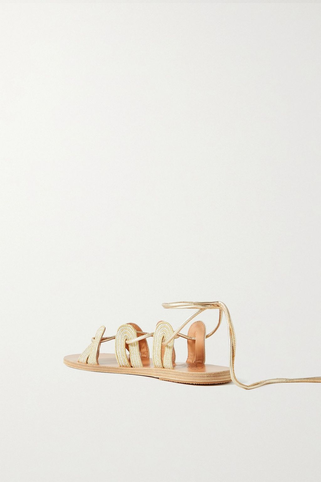 ANCIENT GREEK SANDALS صندل Aristide من الجلد مطرّز مع لمعة معدنية