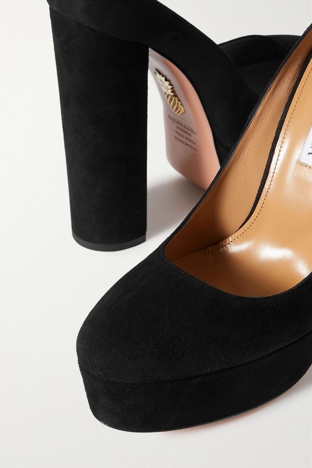 AQUAZZURA 쏘 하이 플래토 스웨이드 플랫폼 펌프스 140mm