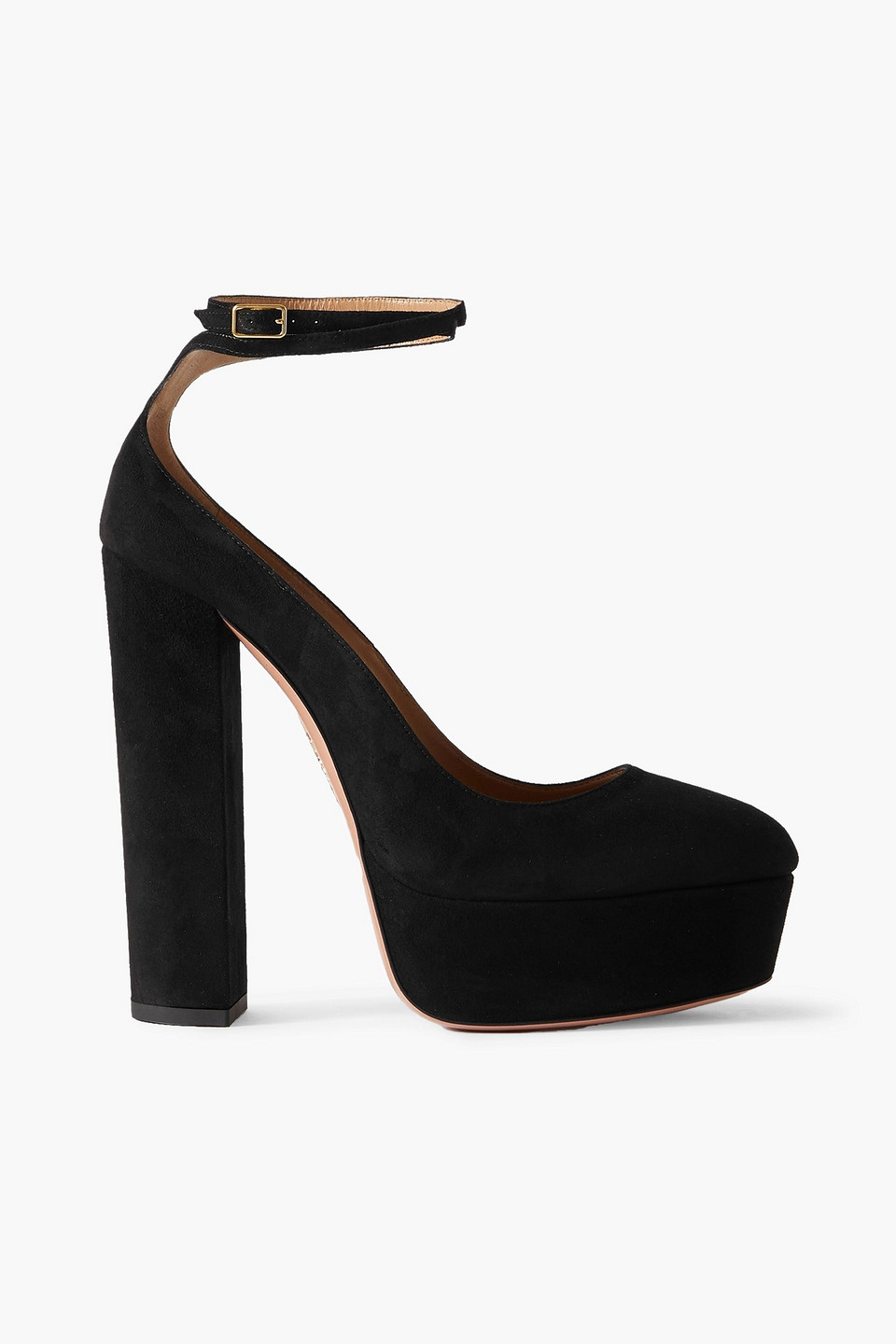 Aquazzura So High Plateau 140 Suede Platform Pumps In Black