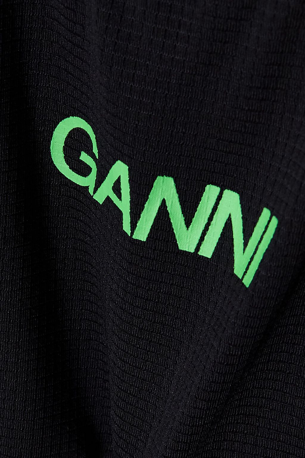 GANNI Cropped printed stretch-mesh top