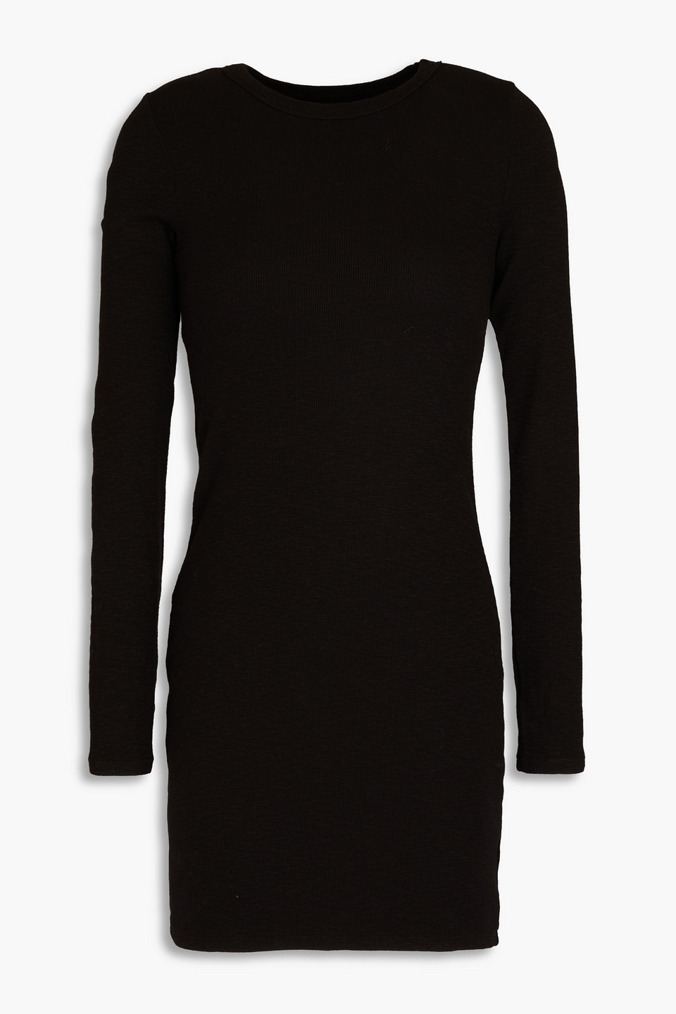 Enza Costa Ribbed Slub Stretch-cotton Jersey Mini Dress In Black