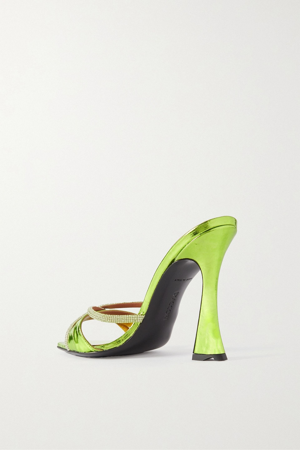 D’accori Lust Square-toe Metallic-leather Mules In Green