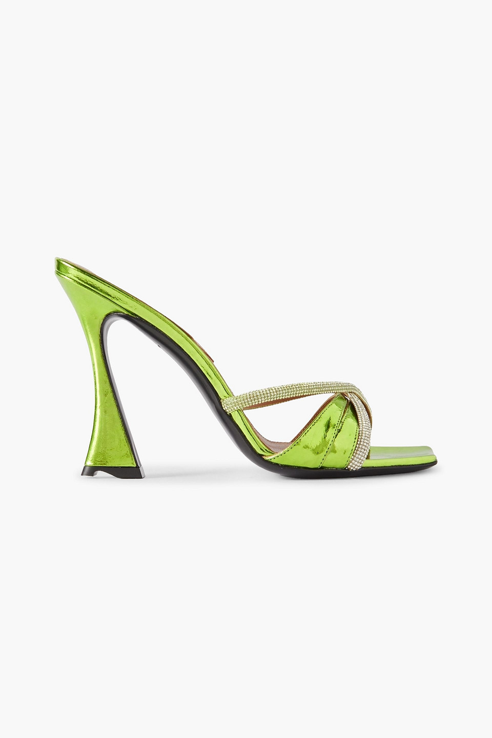 D’accori Lust Square-toe Metallic-leather Mules In Green