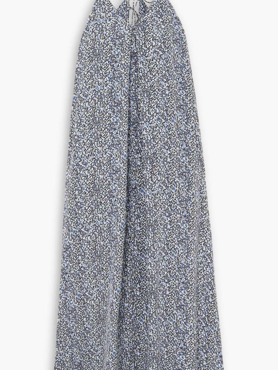 isobel pleated floral-print silk maxi dress