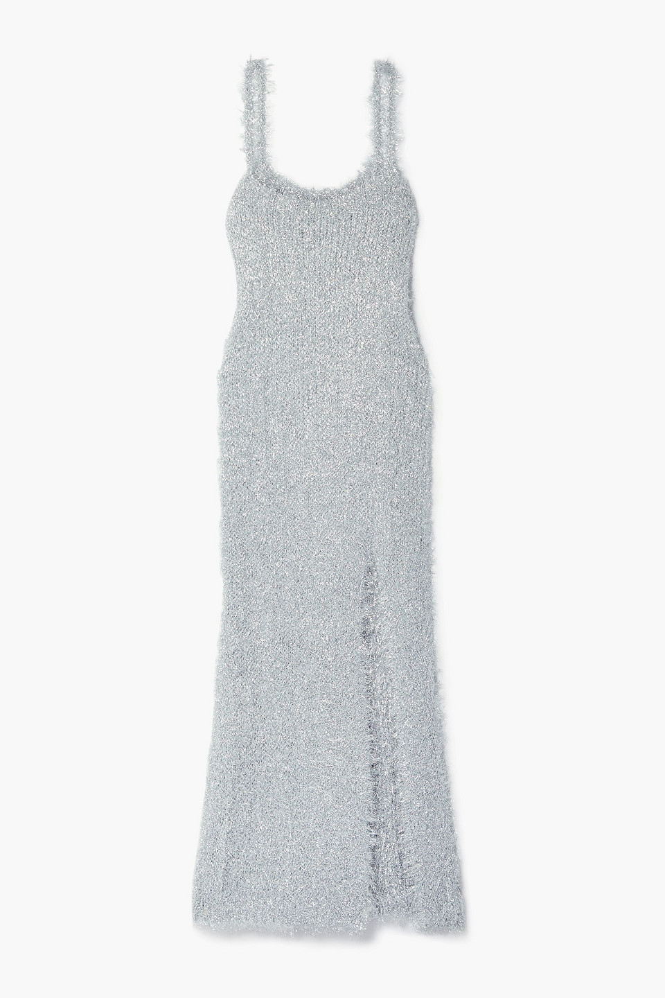 Les Rêveries Metallic Knitted Midi Dress In Silver
