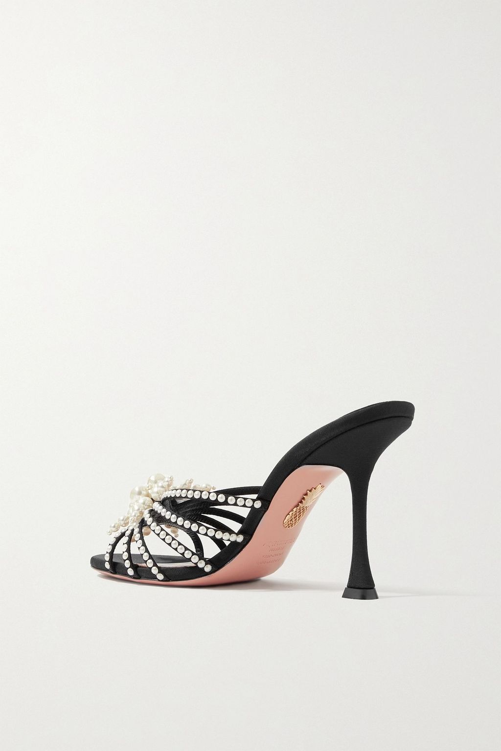 AQUAZZURA Vendome faux pearl-embellished faille mules