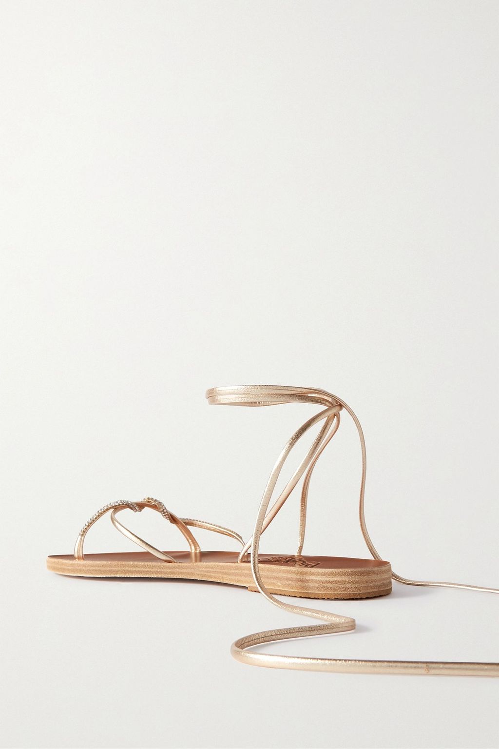 ANCIENT GREEK SANDALS Treli crystal-embellished metallic leather sandals