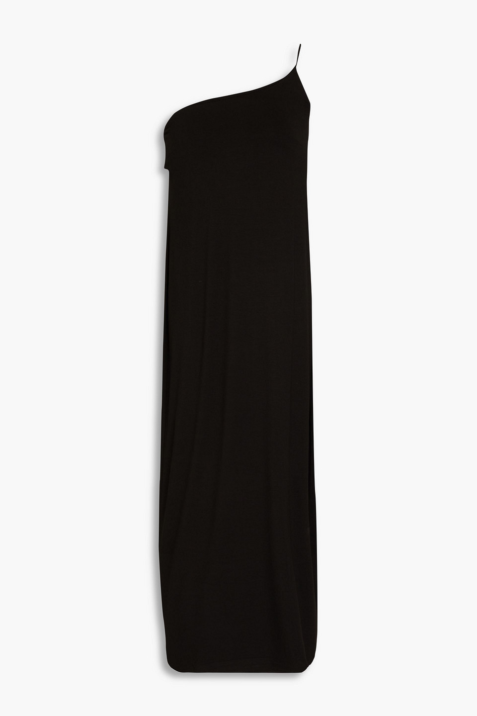 Enza Costa Midikleid Aus Stretch-jersey Mit Asymmetrischer Schulterpartie In Schwarz