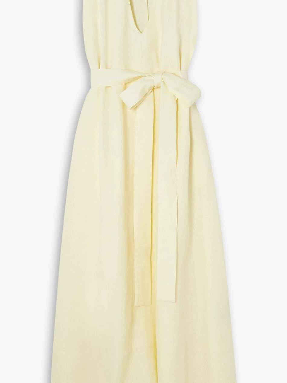 marigot belted linen maxi dress