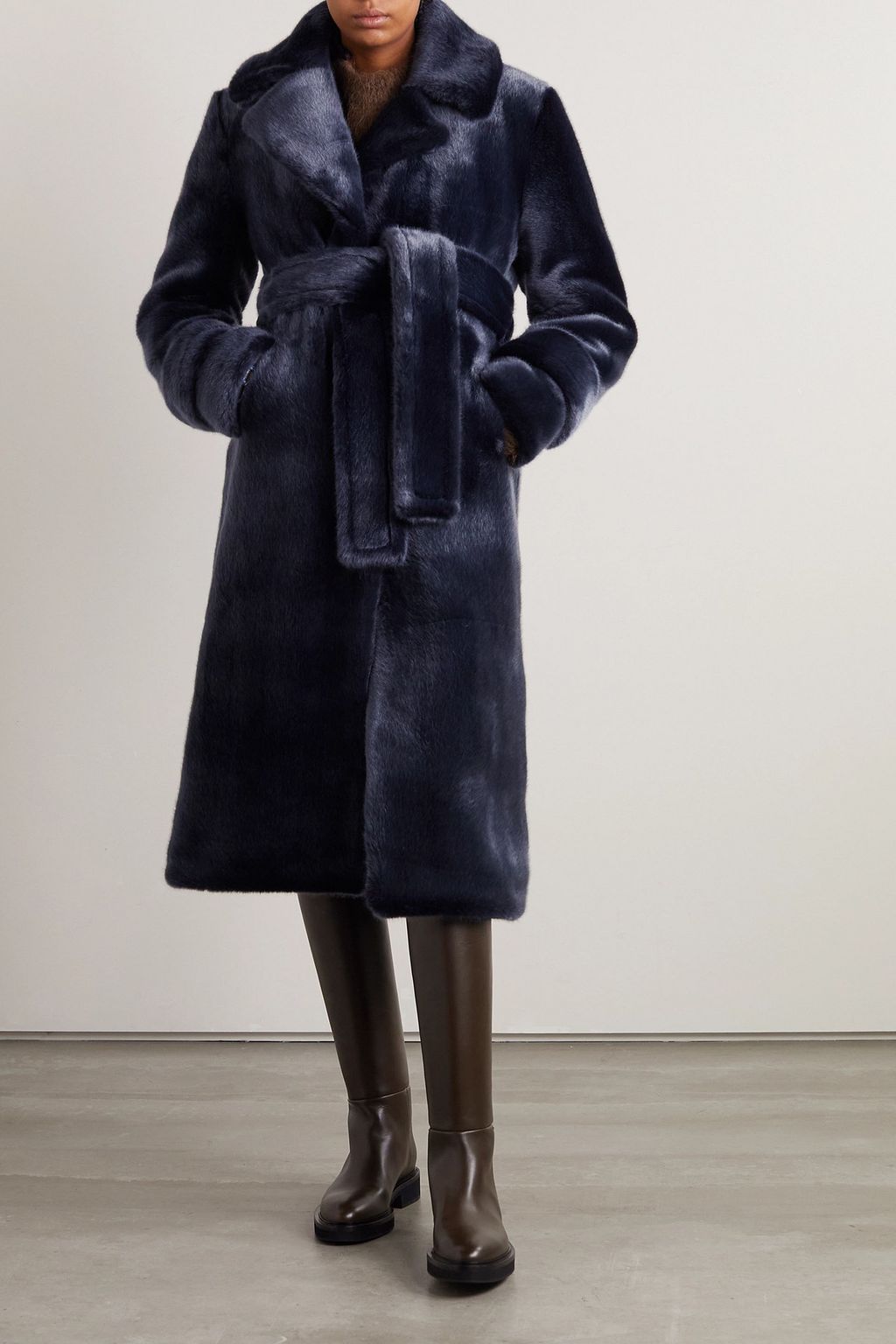 FAZ NOT FUR Belted faux fur coat