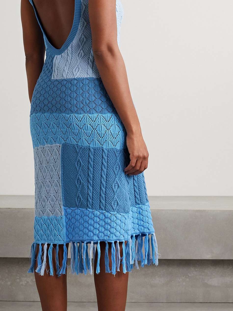 darrell fringed crocheted cotton midi dress
