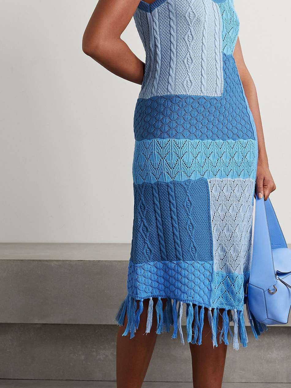 darrell fringed crocheted cotton midi dress