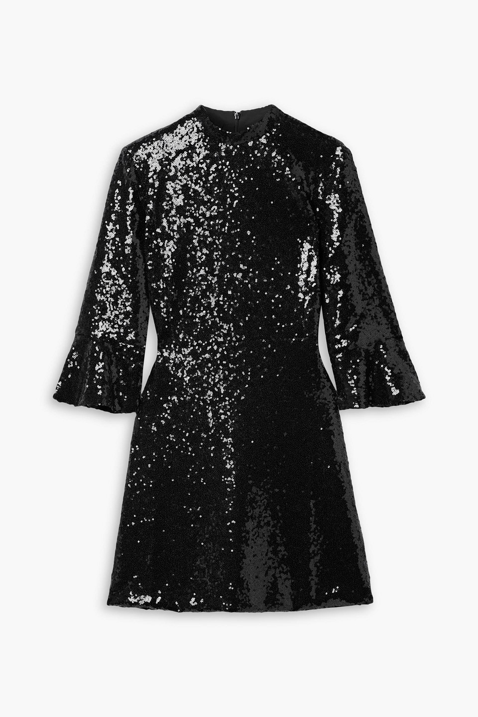 Hvn Ashley Sequined Sateen Mini Dress In Black