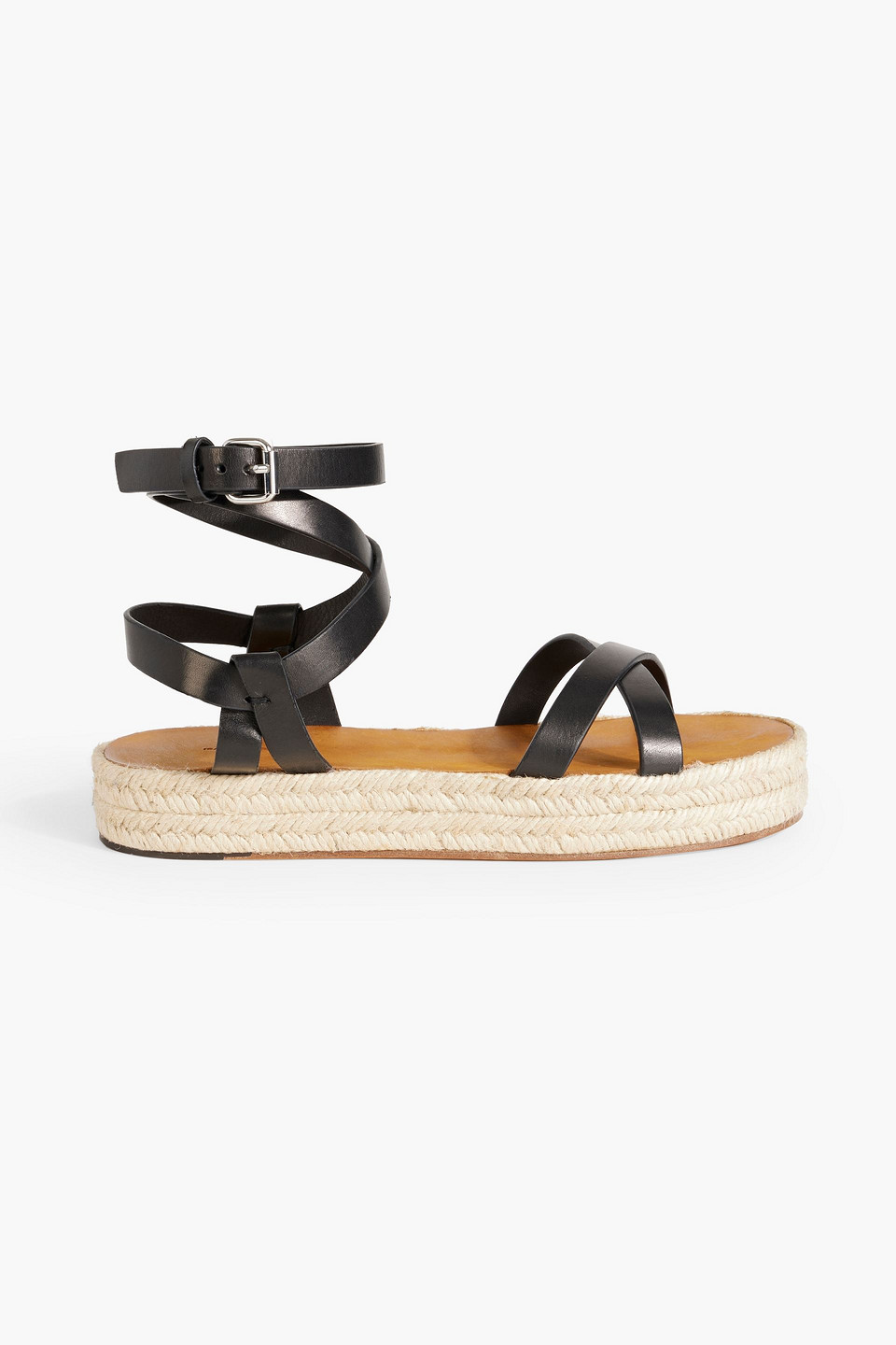 Isabel Marant Melyz Leather Espadrille Sandals In Black
