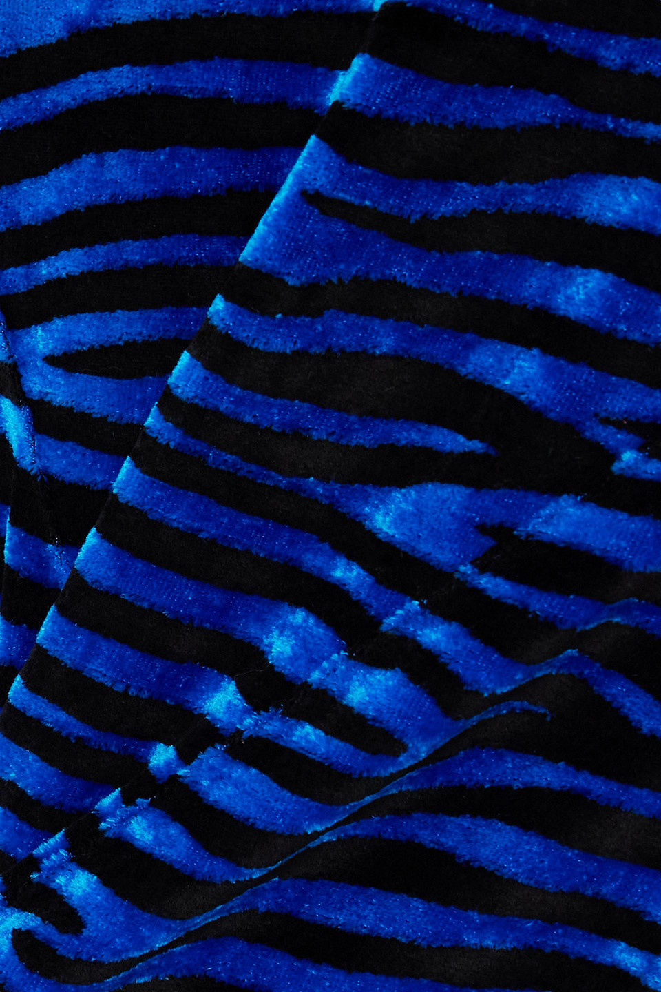 Rabanne Zebra-print Velvet Turtleneck Top In Blue