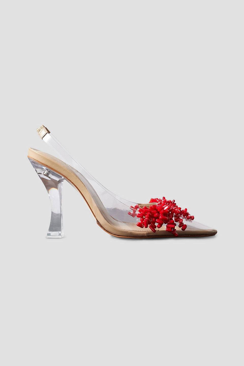 cult gaia - bijan bead-embellished pvc slingback pumps - white - eu 38