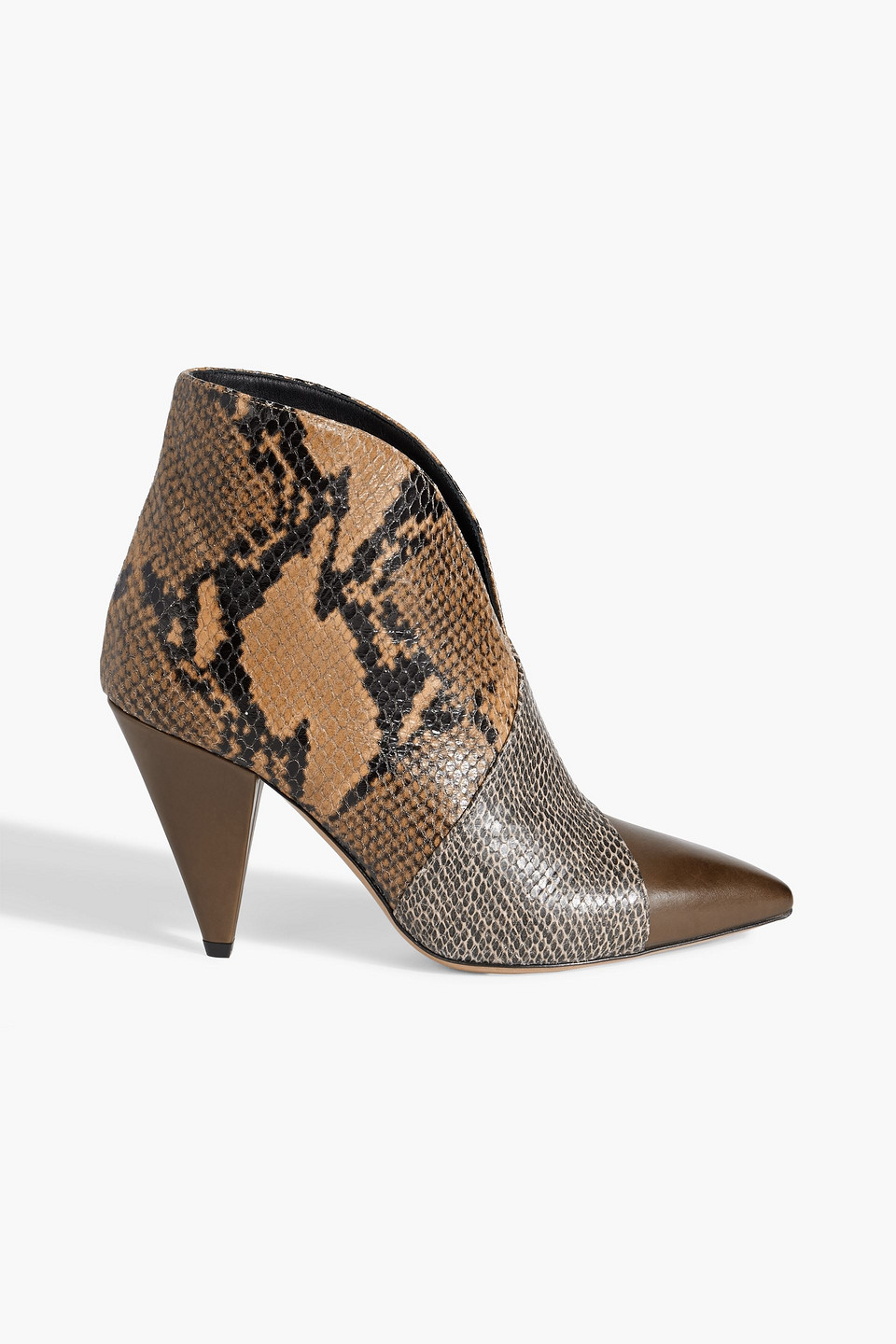 Isabel Marant Archenn Smooth And Snake-effect Leather Ankle Boots In Animal Print