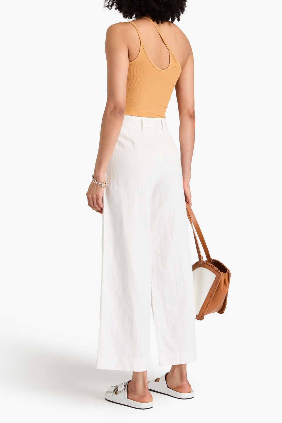 ENZA COSTA ONE-SHOULDER CUTOUT RIBBED JERSEY TOP