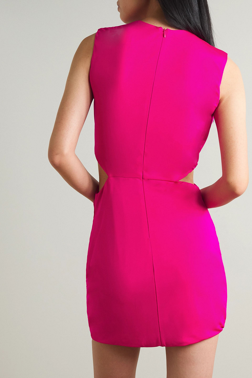 Shop Les Rêveries Cutout Draped Mesh-trimmed Jersey Mini Dress In Magenta