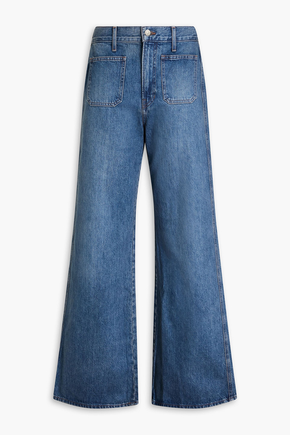 Veronica Beard Taylor High Rise Wide Leg Jeans In Rebel Stone In Mid Denim