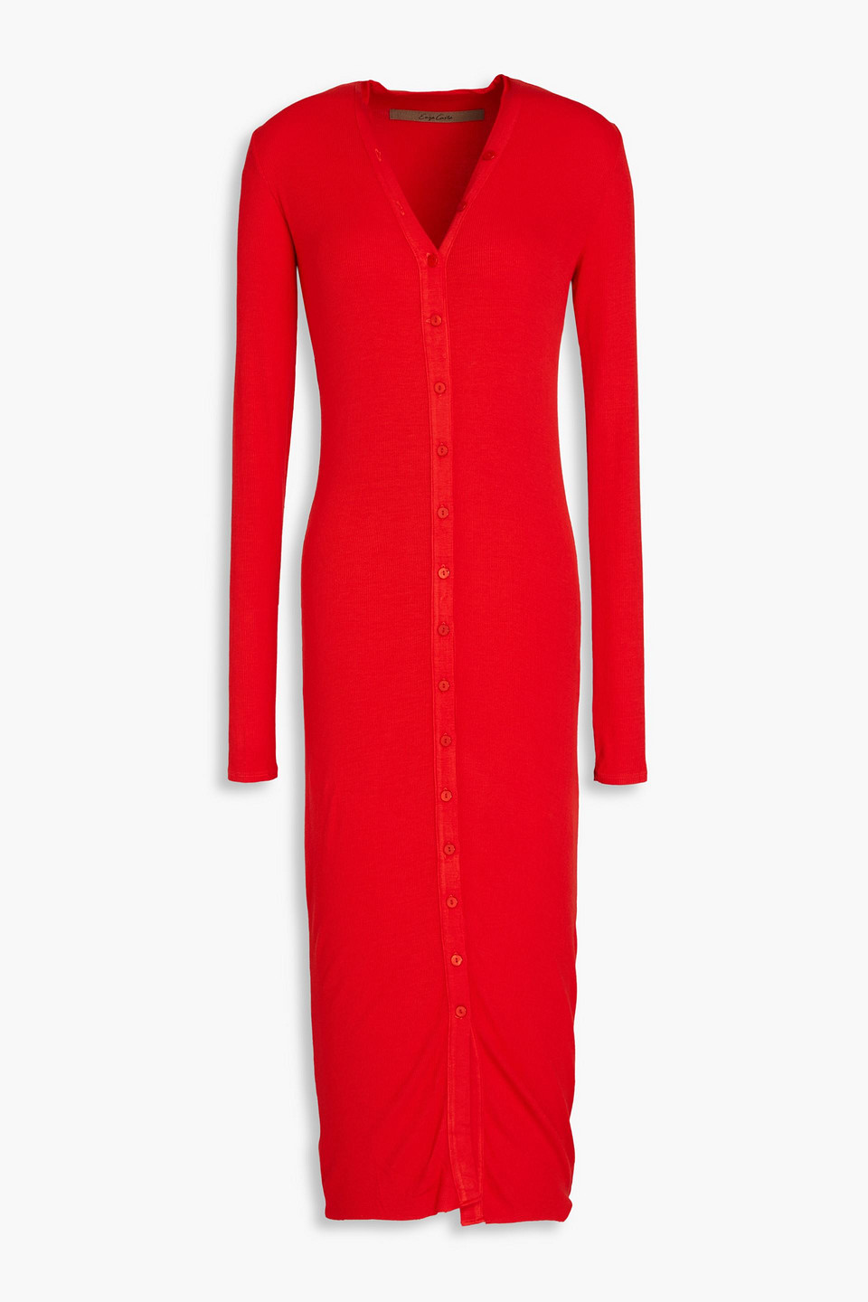 Enza Costa Ribbed Jersey Midi Dress In Red