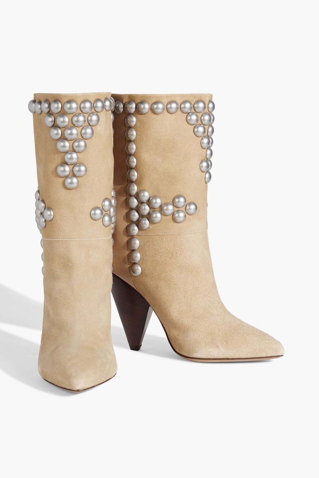 ISABEL MARANT Layo studded leather and suede ankle boots