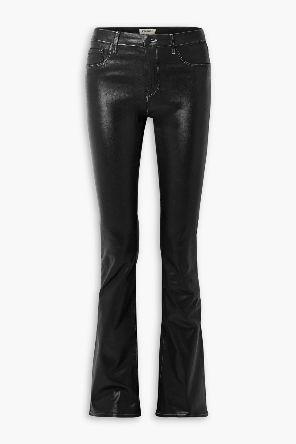 L'agence Selma Coated High-rise Flared Jeans In Black